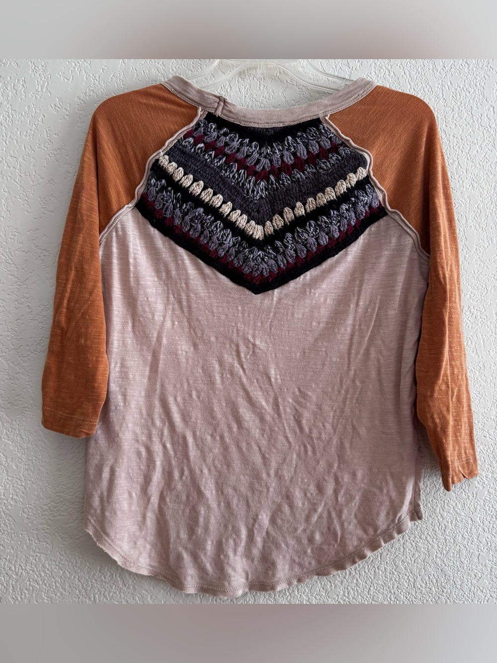 FP We The Free Spring Bound Crochet Raglan Top Boho Earthy Cowgirl Western XS - Picture 3 of 6